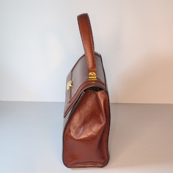 Bally Vintage Chestnut Brown Leather Top-Handle Satchel 1970's - Picture 4 of 14